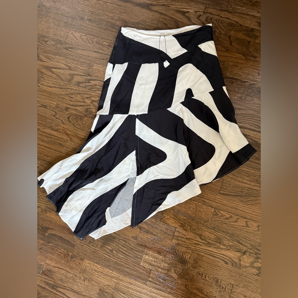 Milly Zebra Print Viscose Asymmetrical Cascade Skirt